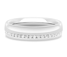 Load image into Gallery viewer, Moscow - Brilliant Cut Off-Centre Channel Set Court Wedding Band