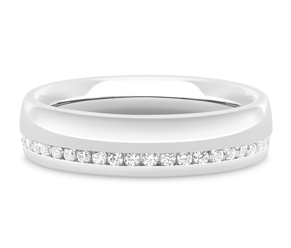 Moscow - Brilliant Cut Off-Centre Channel Set Court Wedding Band