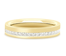 Load image into Gallery viewer, Tallinn - Princess Cut Off-Centre Pavé Set Flat Court Wedding Band