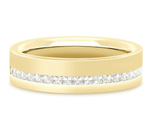 Load image into Gallery viewer, Tallinn - Princess Cut Off-Centre Pavé Set Flat Court Wedding Band