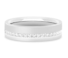 Load image into Gallery viewer, Tallinn - Princess Cut Off-Centre Pavé Set Flat Court Wedding Band