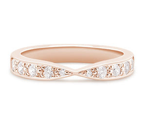 Victoria - Pinched Pavé Set Wedding Band