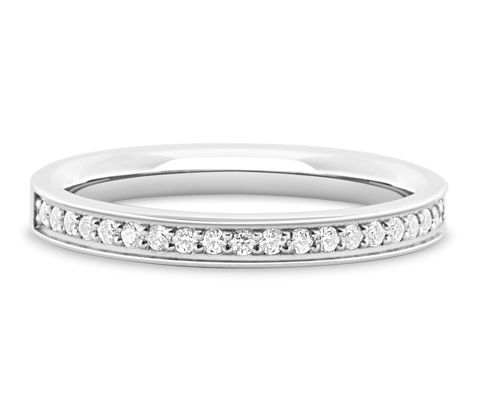 Hanoi - Brilliant Cut Pavé Set Flat Court Wedding Band