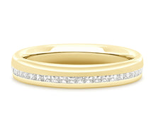 Load image into Gallery viewer, Helsinki - Princess Cut Off-Centre Channel Set Court Wedding Band
