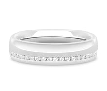 Load image into Gallery viewer, Moscow - Brilliant Cut Off-Centre Channel Set Court Wedding Band
