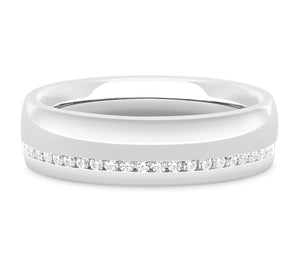 Moscow - Brilliant Cut Off-Centre Channel Set Court Wedding Band