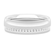 Load image into Gallery viewer, Moscow - Brilliant Cut Off-Centre Channel Set Court Wedding Band
