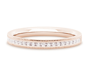 Prague - Brilliant Cut Channel Set Eternity Band with Milgrain Edges