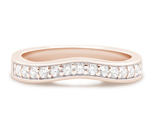 Santiago - Wave Pavé Set Wedding Band