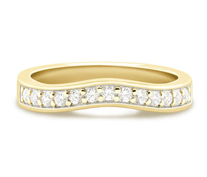 Santiago - Wave Pavé Set Wedding Band